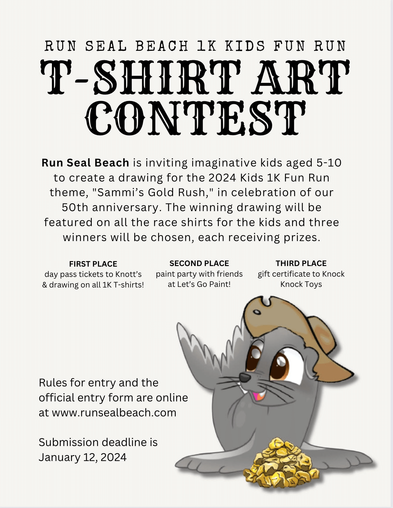 Kid’s Tshirt Contest Run Seal Beach
